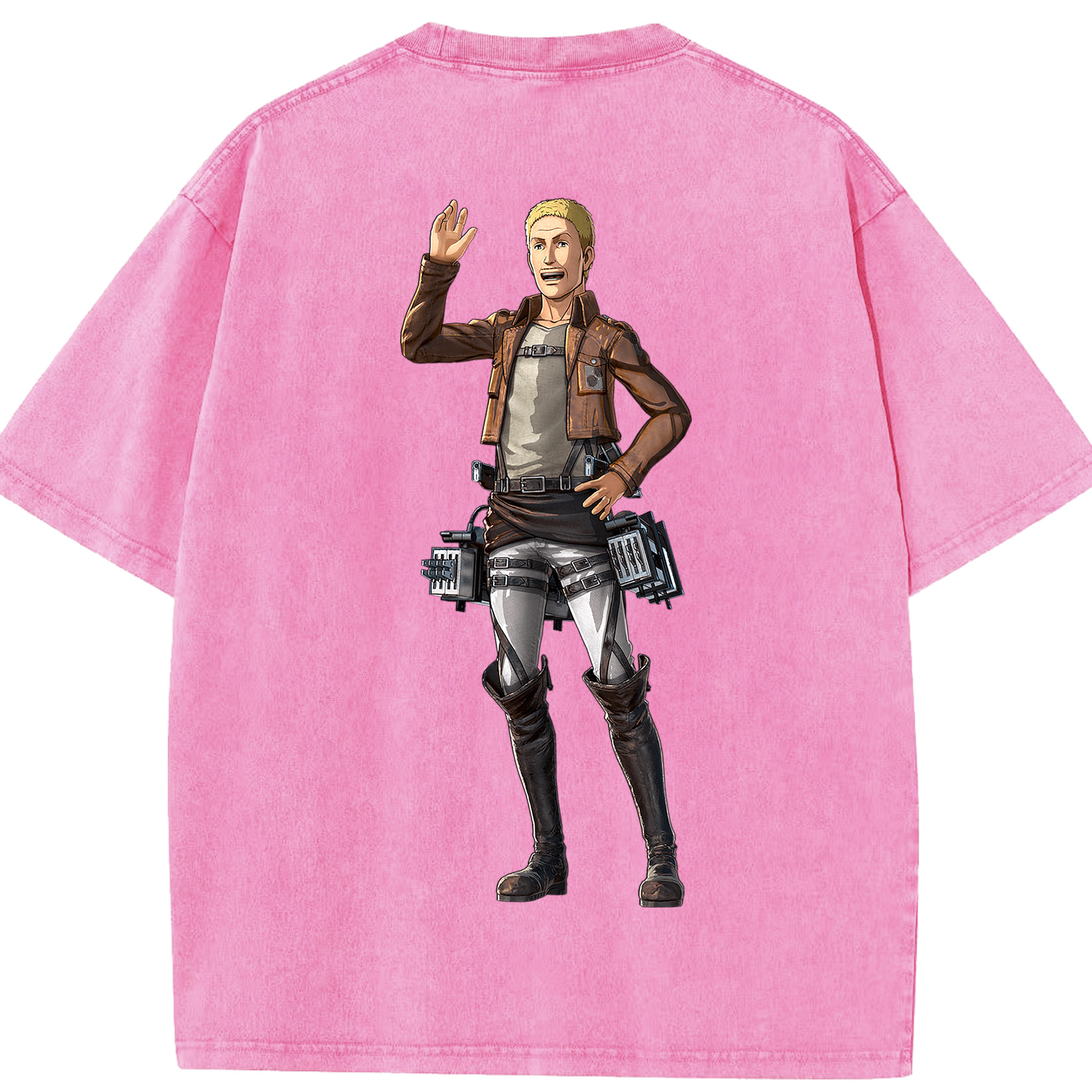 （画像用） 進撃の巨人 ハンネス Attack on Titan Hannes 綿100% ヴィンテージ風 半袖Tシャツ（背面プリント）